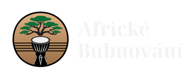 Barevné logo s bílým nápisem Africké Bubnování